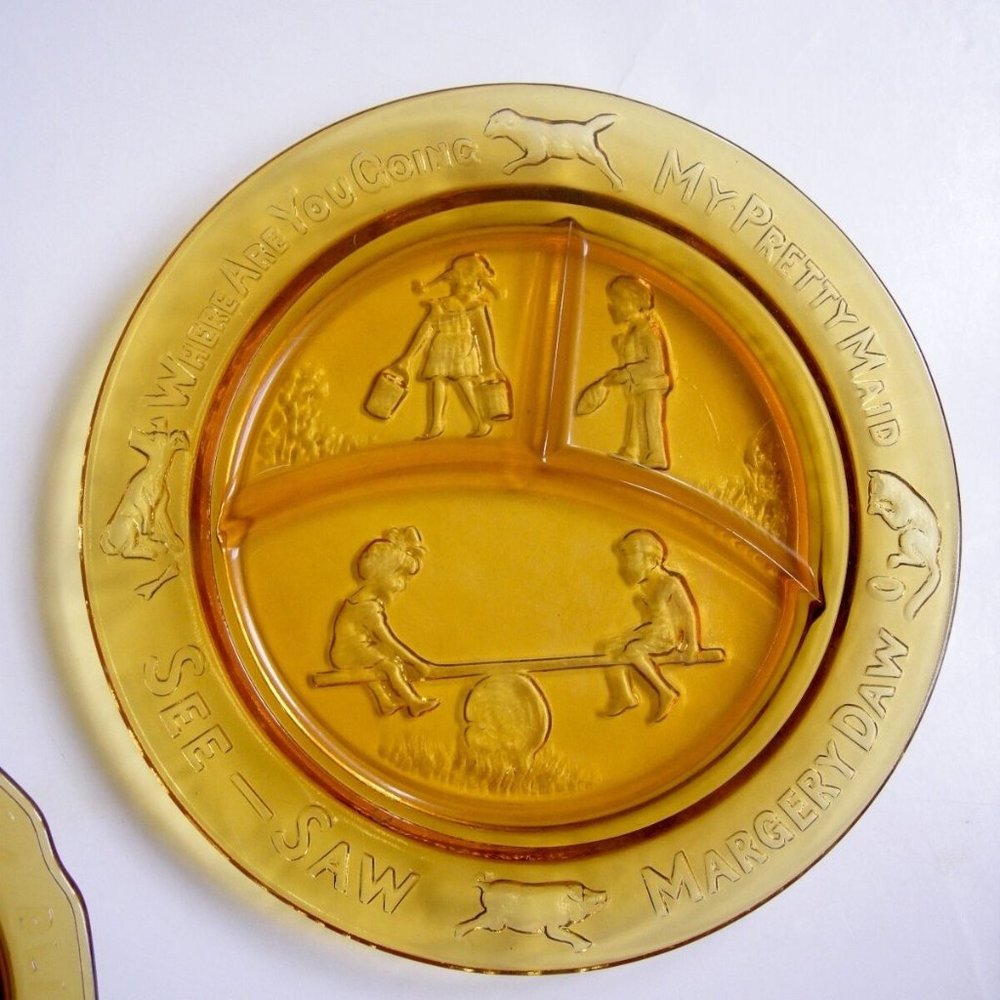 Childrens Dish Set Nursery Rhymes 3 Pieces Vintage - Picture 2 of 8